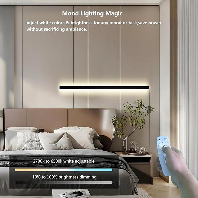 Smart LED Wall Sconce Alexa & Google Home Compatible, 35.4" Plug-in/Hardwire RGBCW Wall Mount Light Bar, Color Changing & White Dimmable, Modern Wall Lamp for Bedroom, Living Room Decor, 1pcs