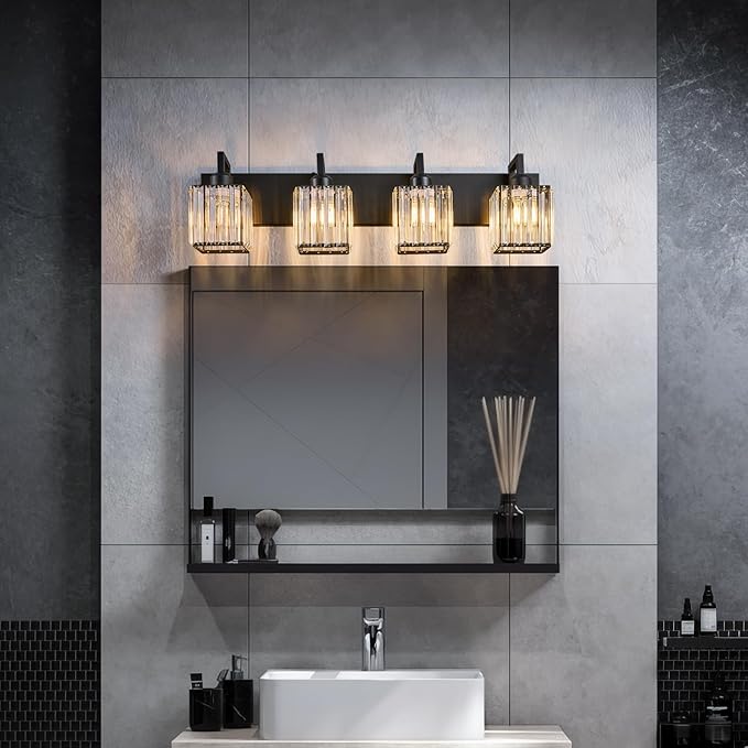 19.5" KnurledBrassWallSconcesSetof2,BronzeBathroomVanityLightFixtureswithWaterRipplesGlassTube,ModernLampforBedroom,LivingRoom,Hallway,Staise,Mirror,Kitchen