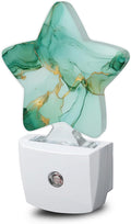 Green Gold Marble Dusk to Dawn Star Night Light,Abstract Smart Sensor Nightlight for Bedroom Kitchen Hallway Stairs,Plug-in Energy Efficient Decor Desk Lamp Women Men Gifts