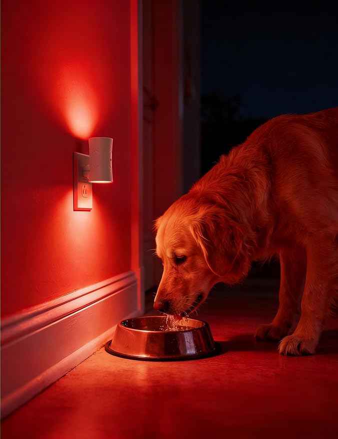 Night Light, Night Lights Plug into Wall [2 Pack], 0-100LM Adjustable Brightness Light Sensor Nightlights Plug in Wall for Hallway, Bathroom, Adults, Red Led Nightlight