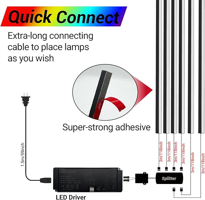 HAMRVL Black RGB+IC Smart Recessed Lighting Kit - 6pcs Wall Panel Lights for Acoustic Panels, APP/Remote Control, Music Sync, Chasing Effects, Slat Wall Lights for Wood Wall Panel (2*24+2*32+2*40 in)