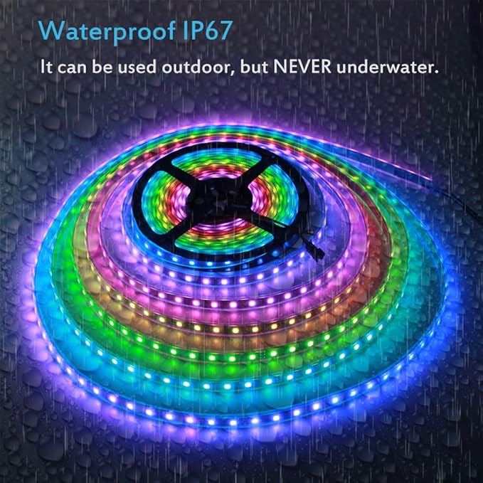 ALITOVE 32.8ft Addressable RGB LED Strip Light WS2811 Dream Color Digital Programmable Flexible LED Pixel Light 24V 10m 600 LEDs 5050 SMD Waterproof IP67 Black PCB for Raspberry Pi DIY Project