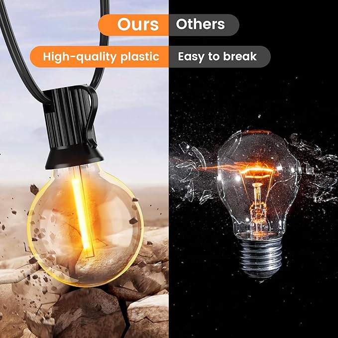 OHLUX 60FT Solar Globe String Lights Outdoor, Shatterproof Solar Patio Lights with Remote, 27 Dimmable LED Filament G40 Bulbs, 2200K Soft Warm White Edison Hanging Light for Outside Backyard Deck