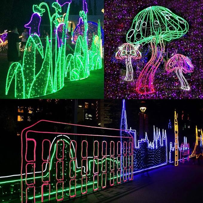 2-Wire Waterproof 1/2" LED Rope Light Kit, 110V-120V PVC 30 LED/M Tube Lights Strip for Background, Outdoor, Christmas, Home Decoration (6.6ft/2m, Green)