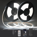 Outdoor COB LED Lights Strip Waterproof 24V 65.6FT 6000K Daylight White Dimmable Flexible COB LED Tape Light with Remote Bluetooth 320LED/M Super Bright Adhesive for Cabinet Courtyard (20M/2roll)