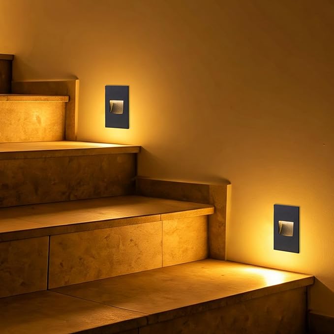 FTL Step Lights Outdoor Stair Lights Indoor LED, Dimmable 120V 3000K/4000K/5000K Color Changing 3.5W 150LM Deck Step Light Outdoor, Waterproof Black Light for Stair Vertical Aluminum, 4-Pack