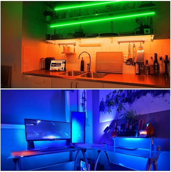 MIHEAL 80ft 5050 SMD RGB LED Strip Light Kit, Color Changing White Band Rope Lights with RF Controller and Power Supply for Home,Kitchen,Trucks,Sitting Room and Bedroom Decoration