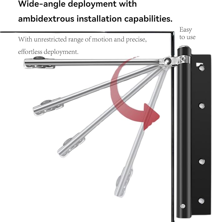 Automatic Door Closer Heavy Duty Adjustable Universal Installation/Wide-Angle Design/Tool-Free Force/Speed Adjustment/Commercial Grade Smooth Closing for Doors 80-120 lbs (Matte Black)