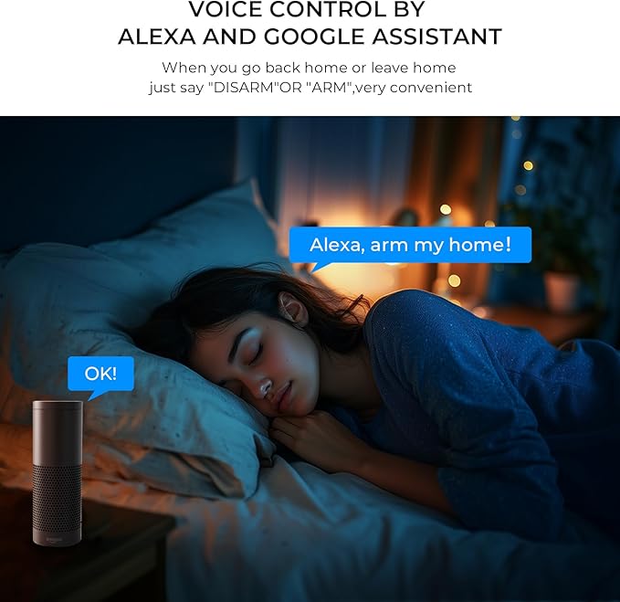 PGST Wireless Home Alarm System,Smart Home Security System with Instant Tuya App Alerts,DIY Door Alarms Kits Siren Hub with Door/Motion Sensors,Remote,Work with Alexa/Google Assistant for Apartment