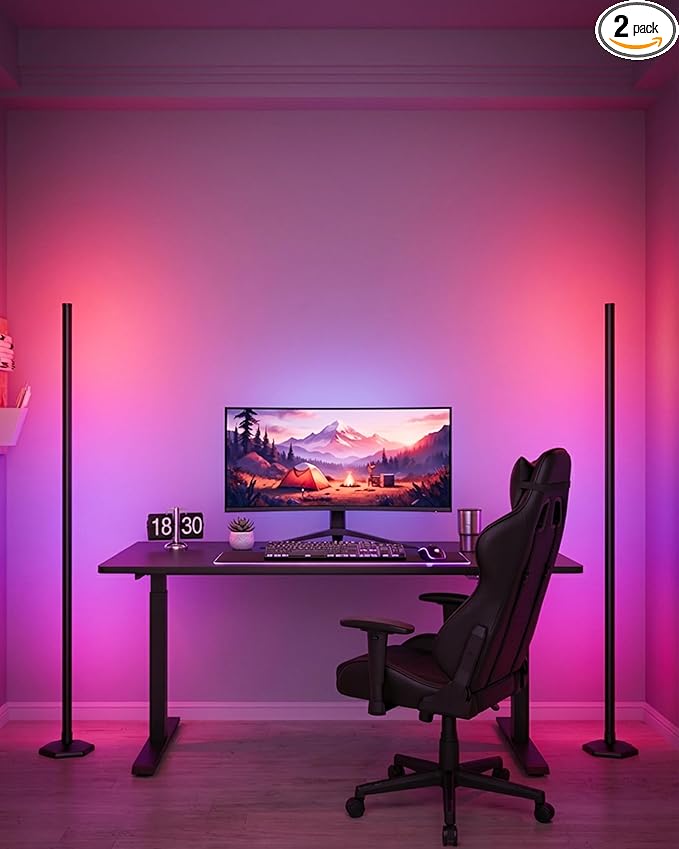 Corner Floor Lamp, 65" RGB Color Changing led Floor lamp with APP and Remote Control, Dimmable Mood Light Corner Light with Music Sync, DIY Mode & Timing for Living Room Gaming Room (2)