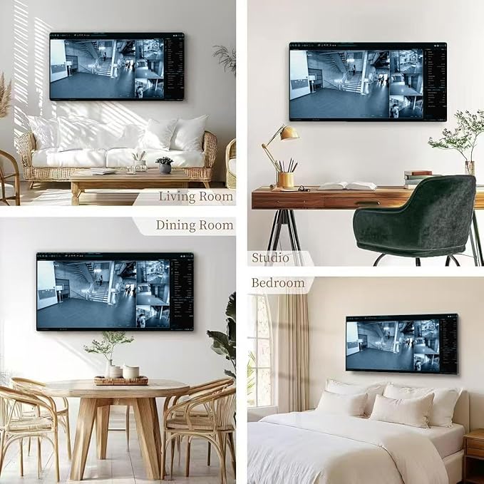 Wibinuki Wall Art Wall Decor Wall Paintings Surveillance Camera CCTV Footage, Multiple Screens Show Inside for Living Room Bedroom Bathroom Home Decor Can Be Hung Directly 20"x 40"