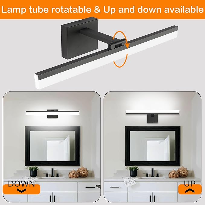 SOLFART Black Bathroom Light Fixtures Vanity Light Modern Bathroom Lights Over Mirror Led Lights for Bath 23.6 Inch APP Control Adjustable Color Temperature Dimmable Vanity Led Lights