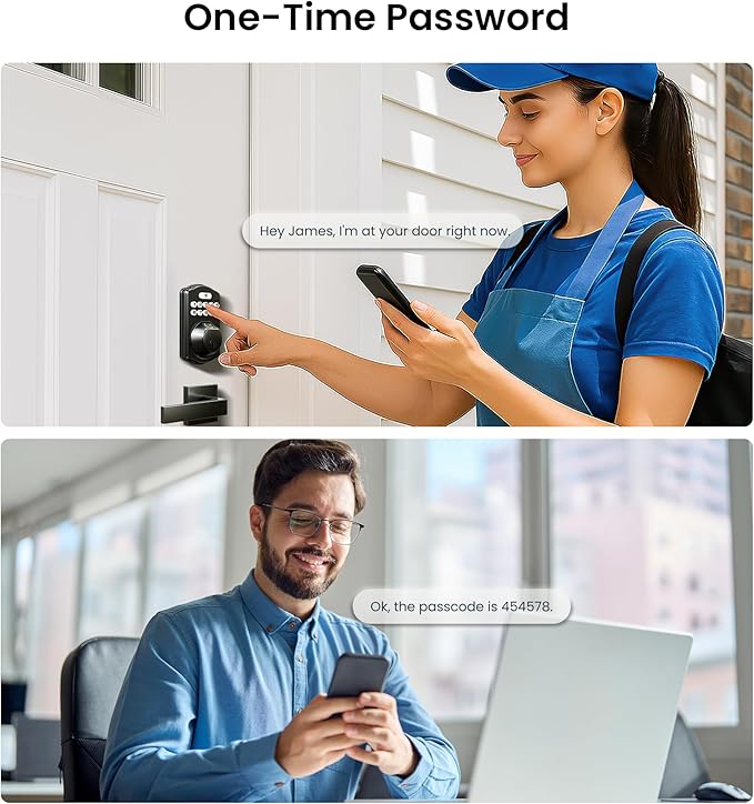 Veise KS02A Fingerprint Keyless Entry Door Lock, Auto Lock, Electronic Keypad Deadbolt for Front Door, Biometric, Anti-Peeping Password, Easy Install, Matte Black