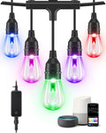 EDISHINE St. Patrick's Day/Easter 96ft Smart Outdoor String Lights, Color Changing Light 36 RGBW LED Bulbs, Compatible with Alexa, Waterproof WiFi Outdoor Lights for Party, Holiday Decor