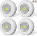 Tap Light Battery Powered, Push Light Battery Operated Wireless Touch Lights Stick On Puck Lights Under Cabinet Lighting for Closets Kitchen Indoor and More [4 Pack]