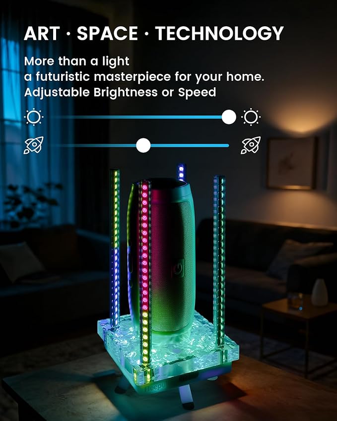 Music Sync RGB Ambient Light, App Controlled & Sound Reactive Audio Visual Lighting for Gaming Desk, Party & Desk Setup (Grey)