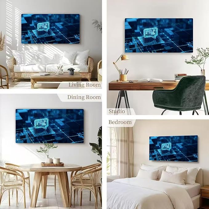 Wibinuki Wall Art Wall Decor Wall Paintings Future technologies in chbot development and utilision. AI based for Living Room Bedroom Bathroom Home Decor Can Be Hung Directly 20"x 40"