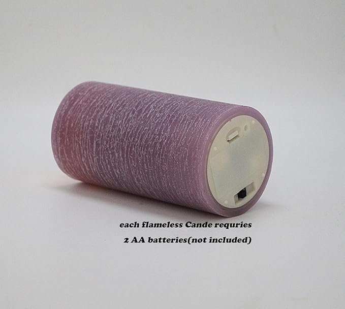 Flickering Flameless Candle with 3D Moving Flame, with Remote and Timer, Real Wax Candles, LED Pillar Water Ripples Battery Operated Candle for Wedding, Christmas, Home Decor (Purple)