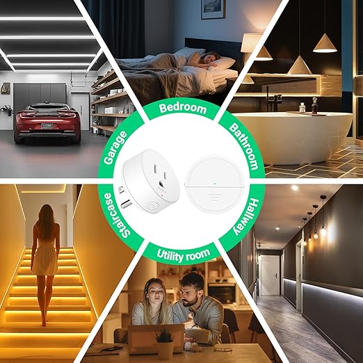 Motion Sensor Plug,Greencycle Wireless Motion Sensor Outlet with Timer Setting,PIR Sensor Plug to Auto Turn On/Off,Adjustable Detection Range,15A/1500W for Christmas Lights,Fans（1 Sensors 3 Plugs）