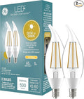 GE LED+ Dusk to Dawn LED Light Bulbs, Automatic On/Off Outdoor Security Lights, Soft White, E12 Candelabra Base (2 Pack)