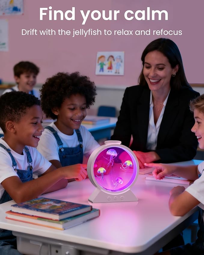 Jellyfish Lamp, 7-Color Changing Jellyfish Aquarium Light for Relax, Mood Lamp for Home, Office & Bedroom Decor, Gifts for Kids Teens Girls Boys Adults (White)