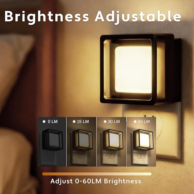2 Pack Night Lights Plug into Wall,Adjust 0-60LM Brightness Motion Sensor Night Light,for Modern Farmhouse Decor Deals,Home Decor,Bathroom Decor,Cozy Home Decor