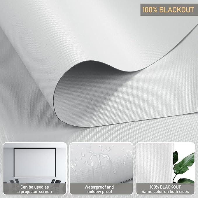 ACMEART Motorized Blackout Blinds Shades for Windows,Rechargeable Electric Roller Shades with Remote,Smart Blinds Work with Solar Panels for Home and Office,Custom Size(White)