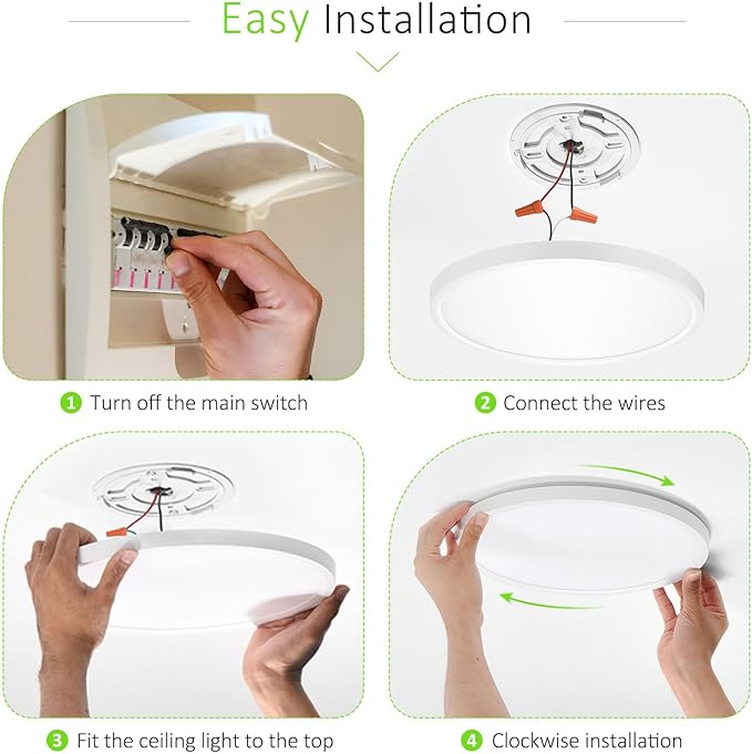 2Pack LED Flush Mount Ceiling Light, 7 Inch 1500LM 15W Thin Round Ceiling Light Fixture, 3000k/4000k/6500k 3 Color Adjustable Ceiling Lamp