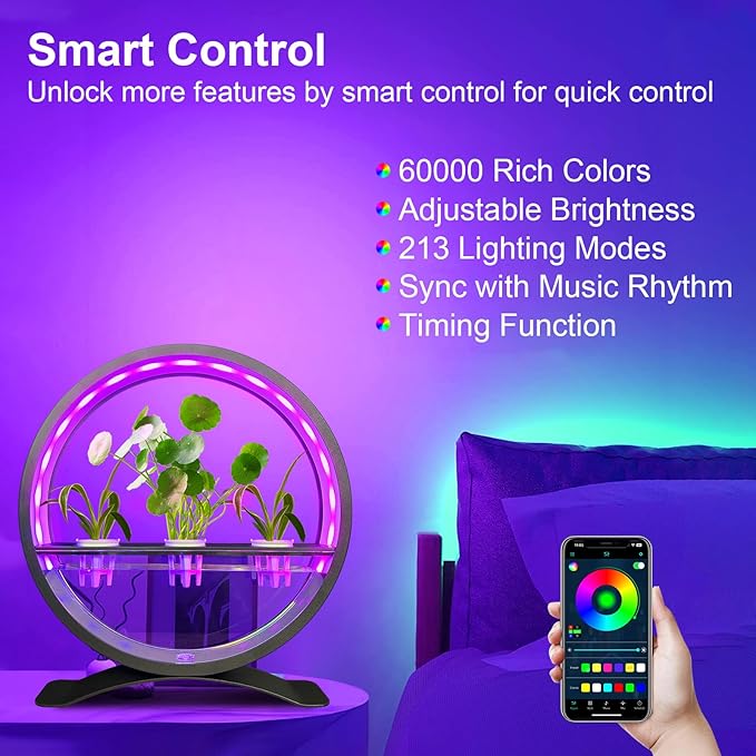 Mothers Day Decorations Lights Gifts for Mom Women RGB Color Changing Smart Led Table Ambient Plant Growth Lights APP/USB/Remote Control for Home Valentines Mother's Day Decor(Plant Not Included)
