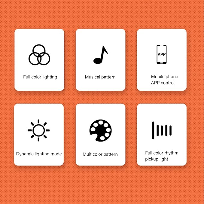 Interior Car Lights, 2PCS Magnetic RGB Rhythm Ambient Lamp, 32 Bits Color Changing, App Control, Music LED Rhythm Light for Car Home