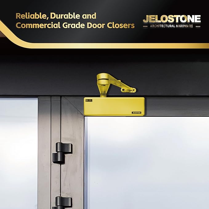 Extra Heavy Duty, Commercial Door Closer D9000DA, ANSI Grade 1, UL 3 Hour Fire Rated, ADA Compliant, Delayed Action, Adjustable Spring Size 1-6 for Doors (44-330LB/30-60 in), Indoor/Outdoor (Gold)