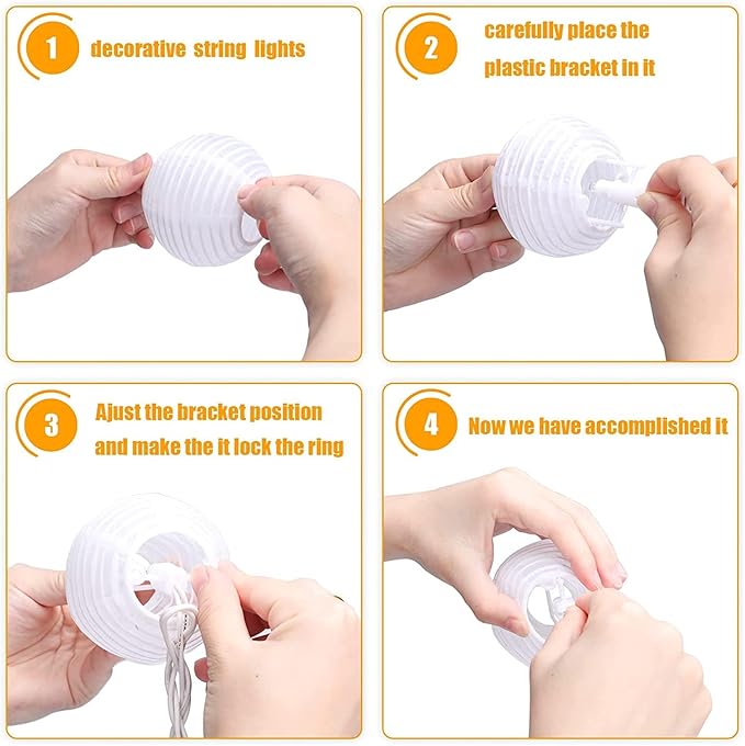 Vigdur Lantern String Lights Waterproof Connectable Nylon Hanging Lantern String Lights Plug in White Decorative Lights for Patio Wedding Party Bedroom Indoor Outdoor Use,9.84FT