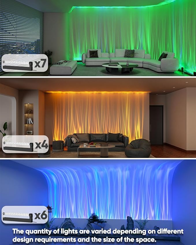 RGB LED Light Bar for Bedroom, Ambient Lighting for Wall, Mood Lighting for Living Room, Gaming Room Decor, Ocean Wave Lamp, Remote Control