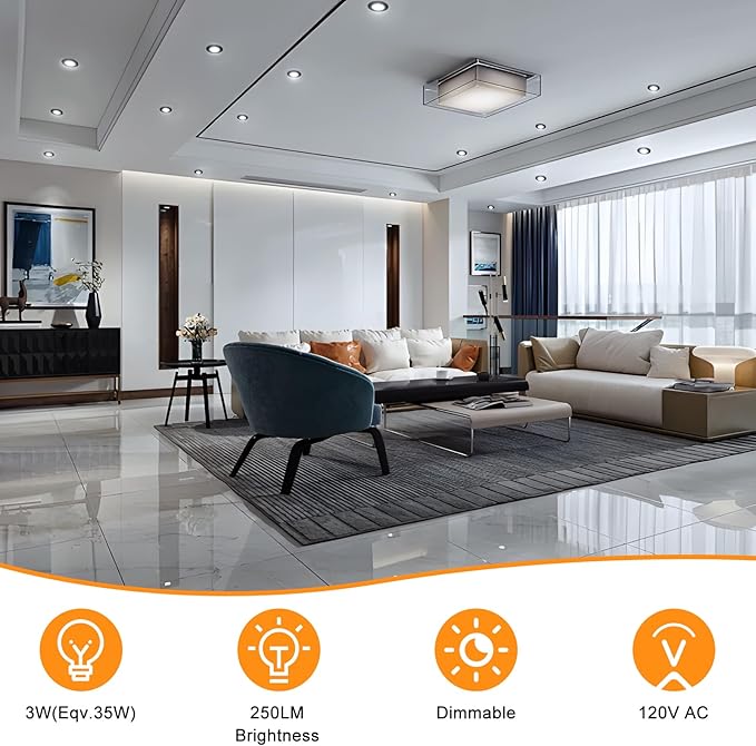 YGS-Tech 2 Inch LED Recessed Lighting, Dimmable Downlight 3W(35W Halogen Equivalent), CRI80, 5000K Daylight White Ceiling Light with LED Driver (10 Pack)