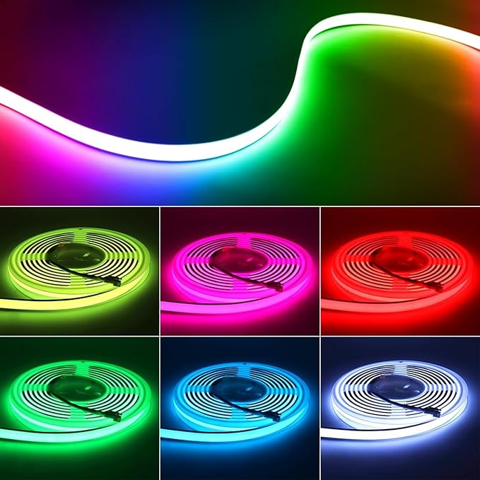 Addressable COB LED Strip, IP68 Waterproof 12V 16.4ft WS2811 RGB-IC Dream Rainbow Color Black PCB LED Tape 720LEDs/m with Silicone Tube for Outdoor Decor Lighting (Without Controller and Power Supply)