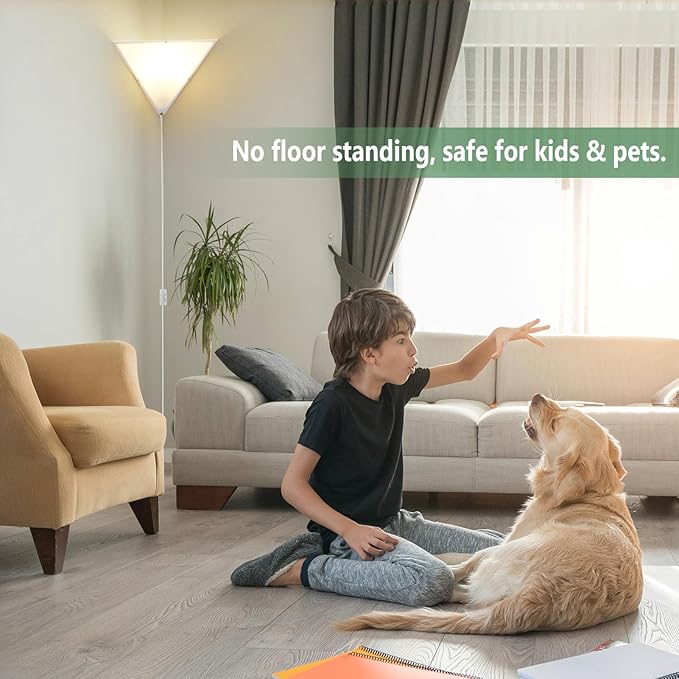 Dimmable Corner Lamp with Remote & Smart Bulb, Plug in Ceiling Light with Cord, Led Corner Lights for Living Room Bedroom Basement Office, Room-Saving Wall Light, Safe for Kids & Pets Design