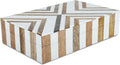 Handicrafts Home White Decorative Storage Box with Lid Wood Remote Control Box Coffee Table Storage Box Remote Holder for Living Room Decor – Resin Inlay Marquet Chevron Collection - 8x5x2