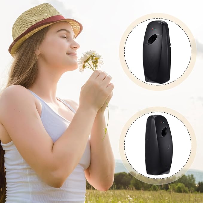 Maxcheck 4 Pcs Automatic Air Freshener Spray Dispenser Wall Mounted Automatic Spray Dispenser Air Freshener for Bathroom Battery Operated Free Standing for Commercial Place and Room(Black)