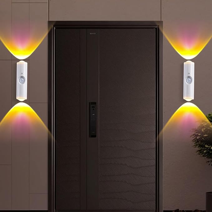 Motion Sensor Wall Lamp - Smart Indoor Night Light Wall Light, Stair Light Rechargeable Sensor Bathroom Light for Bathroom, Bedroom, Living Room, and Courtyard (1Pcs,White, 7 Colors)