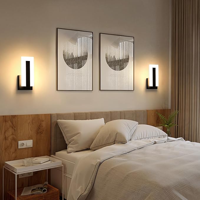 Modern Wall Sconces Set of Two, Led Wall Light 7w Dimmable Light Hardwired Acrylic Wall Light Lighting, Suitable for Living Room Corridor Bedside (Warm White 3000K 2Pack)
