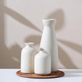 Ceramic Small Vase Set of 3,Modern Boho Farmhouse Home Decor,Pampas Grass Vase,Minimalist Decor,for Entryway Table,Bookshelf,Living Room, Bedroom,Kitchen,Coffee Table Decoration (White)