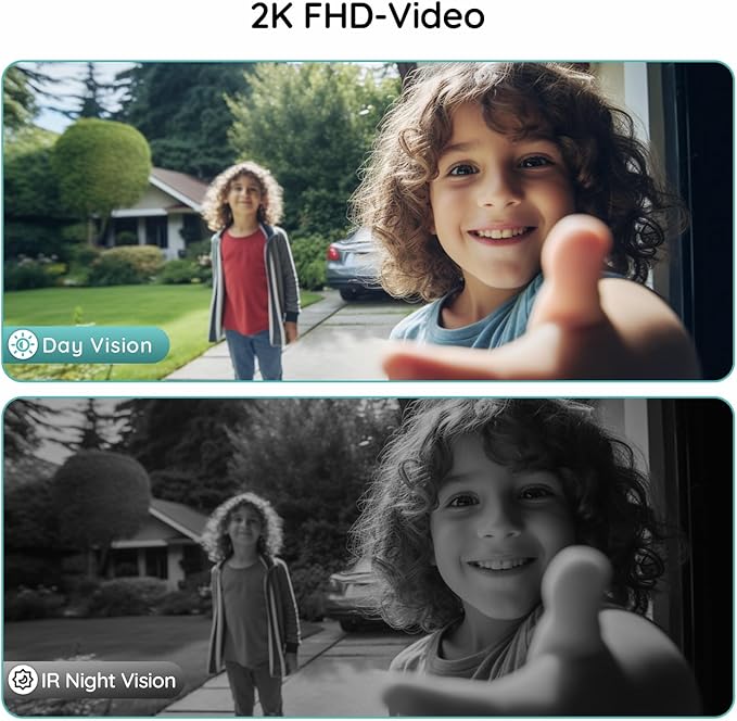 BOIFUN Video Doorbell Camera Wireless – No Subscription Required, 2K HD, 166° Wide View, HDR Night Vision, Motion Alerts, Two‑Way Audio & Battery Video Doorbell with Chime, 2.4 GHz Wi‑Fi Only