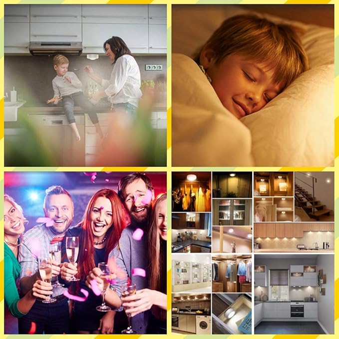 LED Puck Lights - 13 Color RGB, Wireless Remote Control, Battery Powered, Perfect for Under Cabinet & Counter