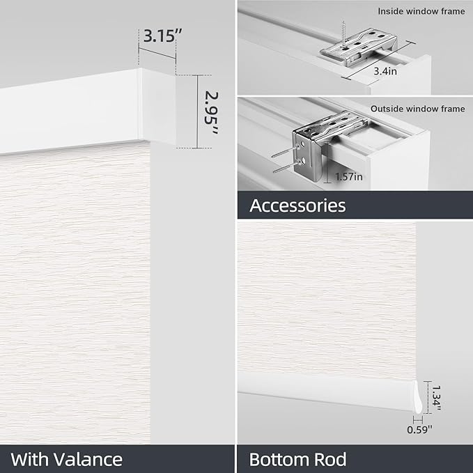 ACMEART Motorized Blackout Blinds Shades for Windows,Rechargeable Motorized Roller Shades with Remote,Smart Blinds Work with Solar Panels for Home and Office,Custom Size (Jacquard Beige)