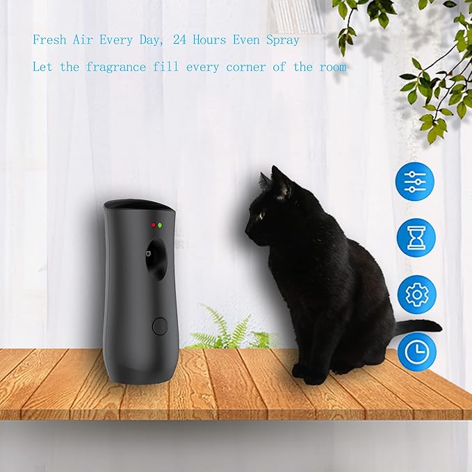 Automatic Air Fragrance Dispenser Home Wall-mounted Aerosol Spray Air Freshener for Home Offices Schools Restaurants Hotels Commercial Place (Black 1101)