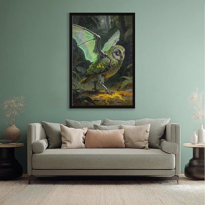 Framed Cyber Fantasy Wall Art for Living Room And Home Office Modern Sci Fi Nature Inspired Decor 24x36in