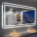 Amorho LED Mirror for Bathroom, 72''x 40'' with Front and Backlight, Large Dimmable Wall Mirrors with Anti-Fog, Shatter-Proof, Memory, 3 Colors, Double LED Vanity Mirror