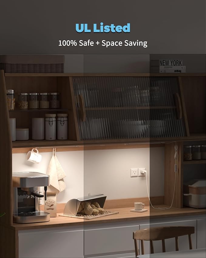 ASOKO HOME Dimmable USB Under Cabinet Lights - 3 Pack 12" Linkable LED Strips, 4000K Daylight for Kitchen, Desk, Workbench