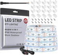 BTF-LIGHTING IP68 Waterproof Outdoor RGBW LED Strip 5050SMD RGB+Cool White(6000K-7000K) 4 Color in 1 DC12V 5m 16.4ft 60LED/m Multi-Colored Light White PCB Can Work Outdoor(No Adapter or Controller)