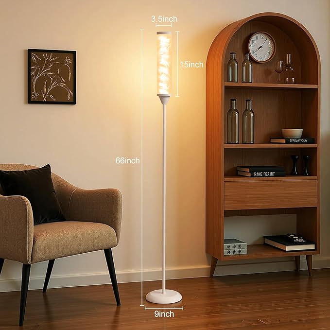 WORLD WIN Prism Glow Floor Lamp with Watter Ripple, Smart RGB LED Corner Floor Lamp with APP & Remote Control, 16M+ and 3 Color Temperatures, Music Sync, Modern Standing Lamps for Living Room Bedroom